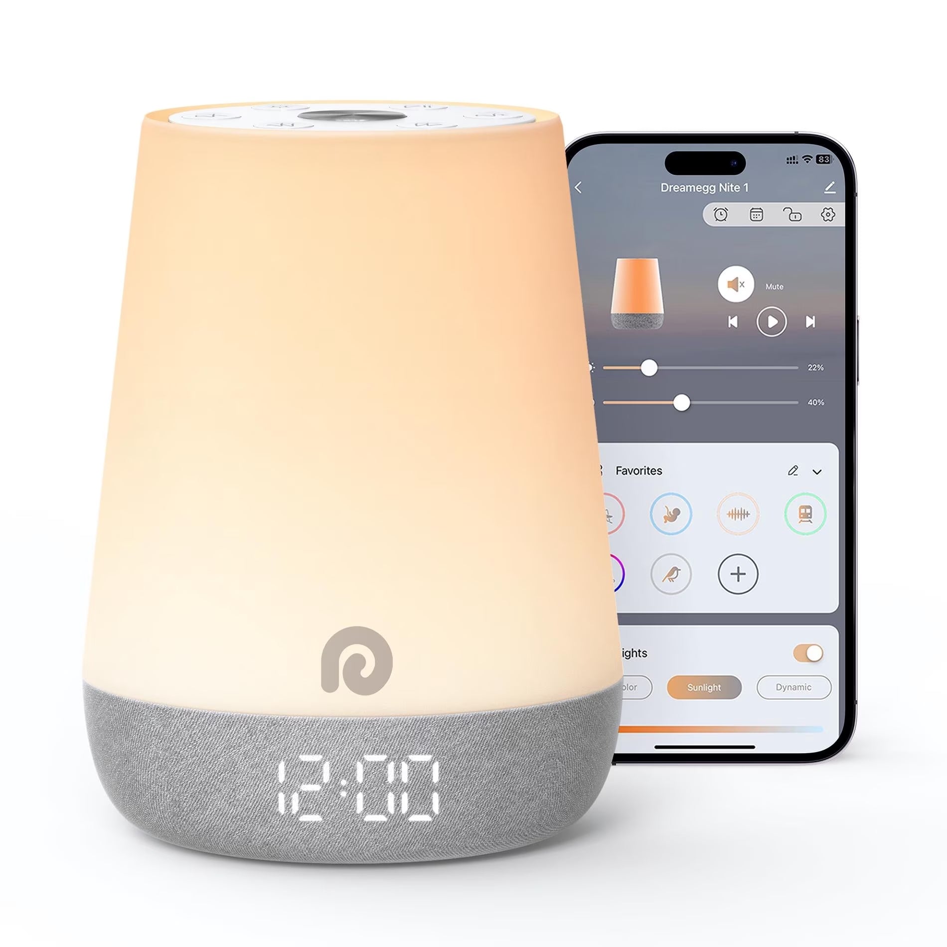 Sound Machine Baby, White Noise Sound Machine for Baby, Ok to Wake Alarm Clock with Night Ligh, 34 Soothing Sounds, App Control, Wake Up