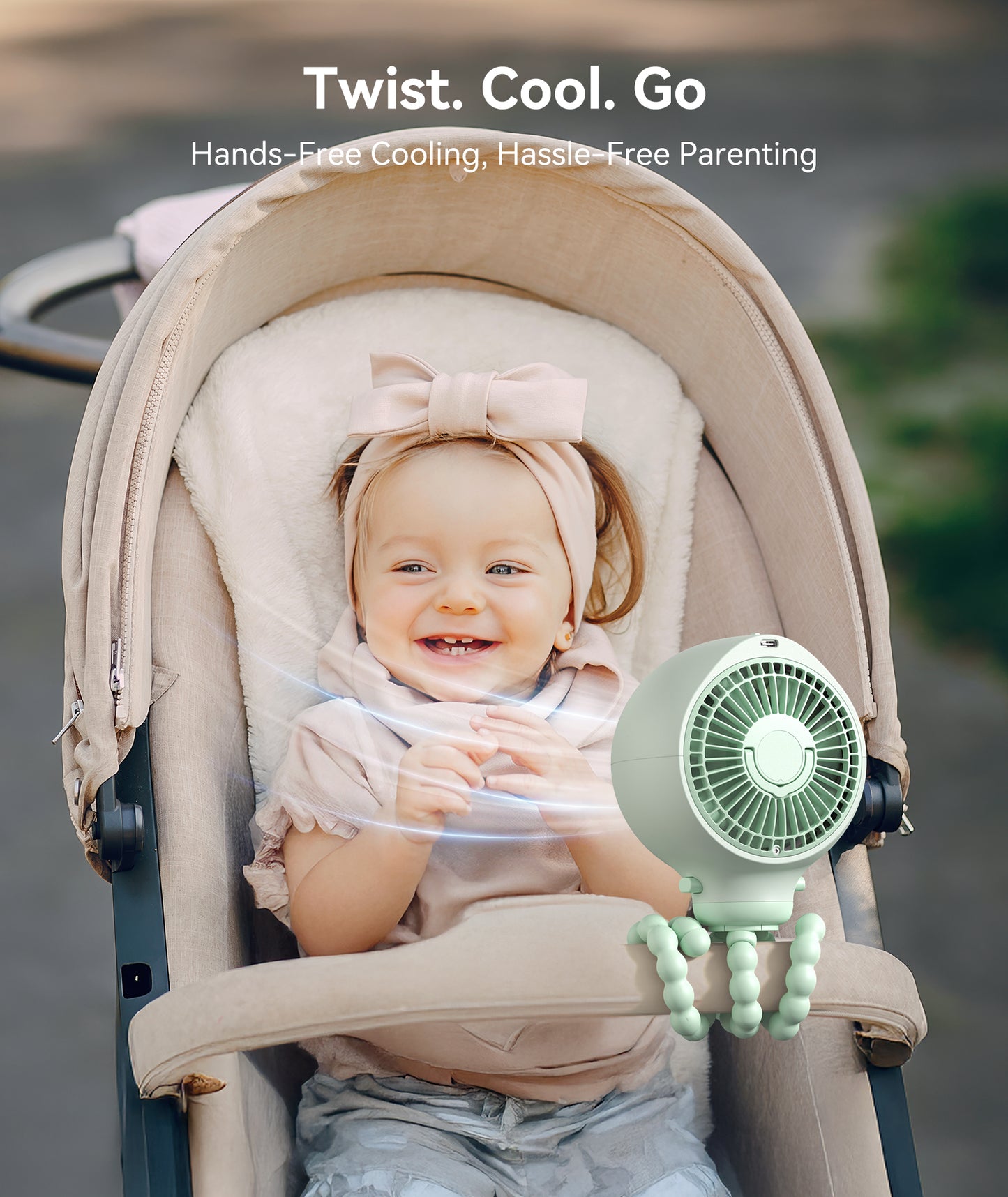 dreamegg portable fan cooling stroller fan for baby, 4000mah usb rechargeable for travel