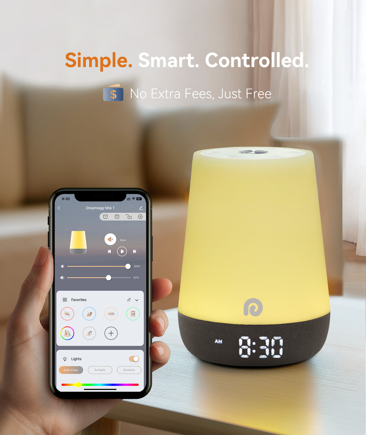 Dreamegg Sound Machine Baby - White Noise Sound Machine Baby With Night Light, Ok to Wake Alarm Clock, 34 Soothing Sounds, Sleep Trainer, Routine Builder, App Control for Kids Nursery Sleeping Bedroom
