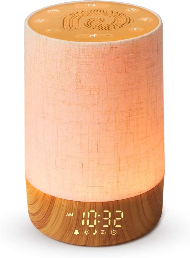 Dreamegg Sunrise Alarm Clock, White Noise Machine, Gentle Wake Up, Wood 29 Soothing Sound, Cold&Warm Light Mode, Favorite Mode, 20-level Brightness, Dimmable Display, Alarm Clock for Bedroom, Adult