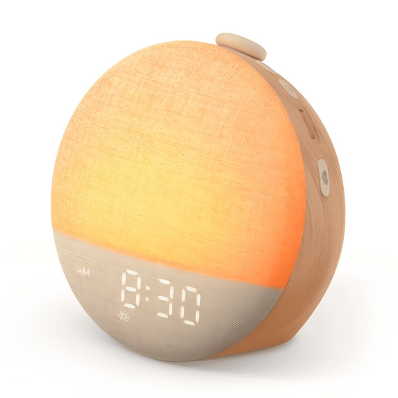 Dreamegg 木目調光目覚まし時計＆サウンドマシン、29種類の睡眠音と