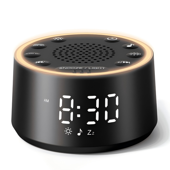 Dreamegg Sound Machine for Baby Adult Sleep, White Noise Alarm Clocks for Bedrooms Heavy Sleepers Travel, Black
