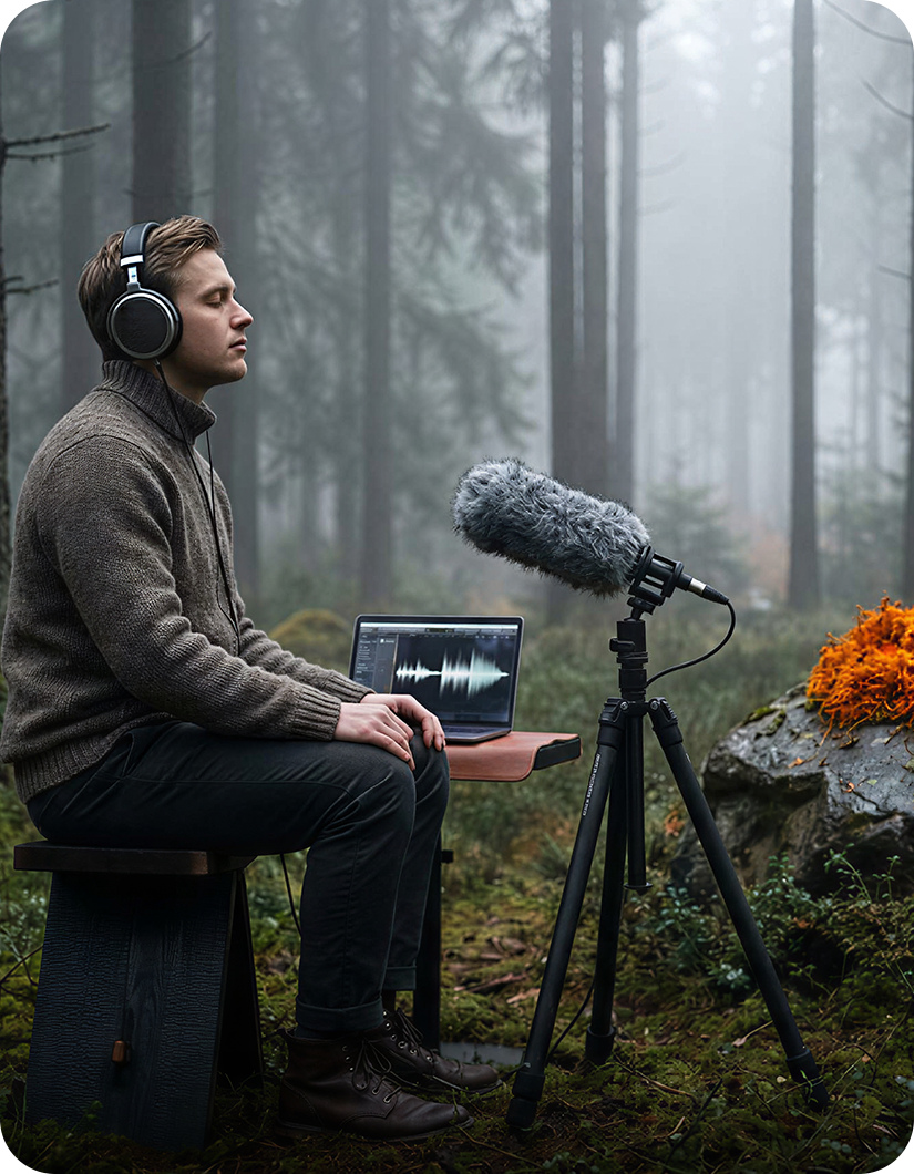 A nature sound being recorded in the place where it happens