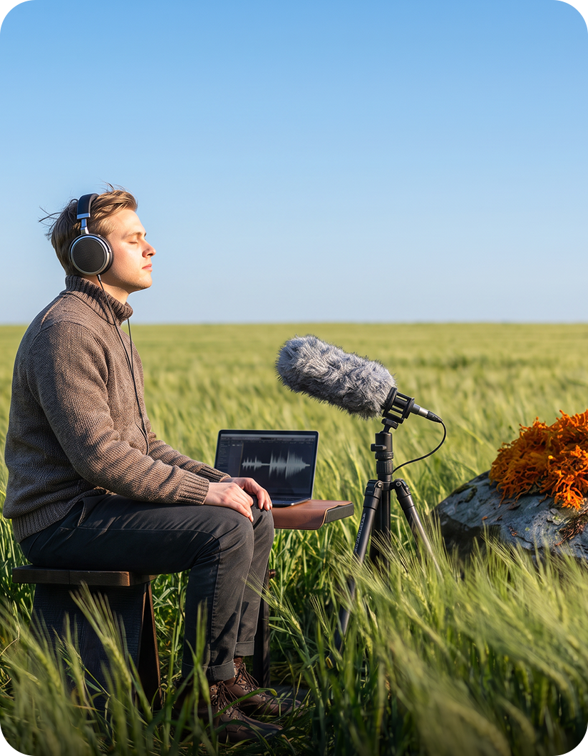 A nature sound being recorded in the place where it happens