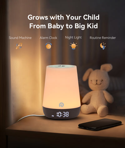 Dreamegg Sound Machine Baby - White Noise Sound Machine Baby With Night Light, Ok to Wake Alarm Clock, 34 Soothing Sounds, Sleep Trainer, Routine Builder, App Control for Kids Nursery Sleeping Bedroom