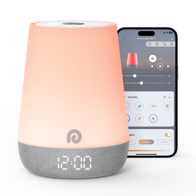 Dreamegg Sound Machine Baby - White Noise Sound Machine Baby With Night Light, Ok to Wake Alarm Clock, 34 Soothing Sounds, Sleep Trainer, Routine Builder, App Control for Kids Nursery Sleeping Bedroom