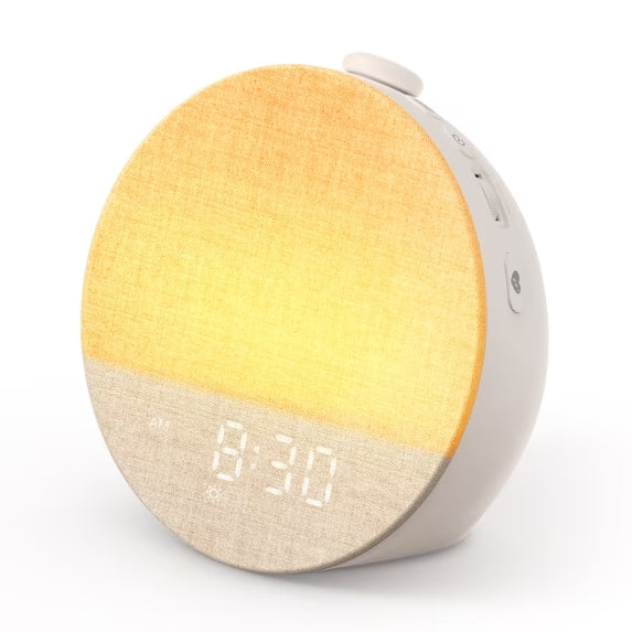 Dreamegg despertador luminoso con ruido blanco, 29 sonidos relajantes y 10 luces nocturnas para adultos y niños, blanco