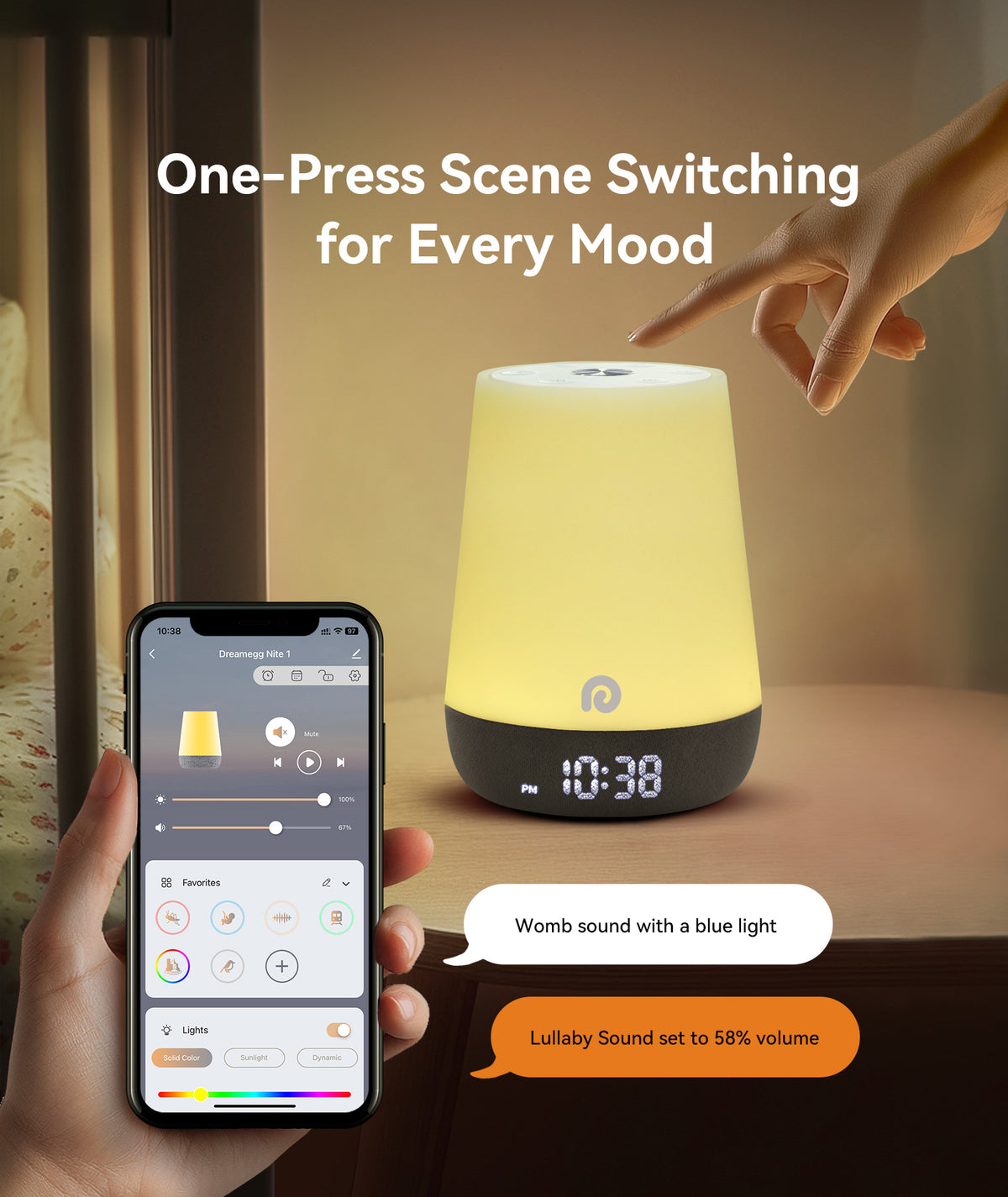 Dreamegg Sound Machine Baby - White Noise Sound Machine Baby With Night Light, Ok to Wake Alarm Clock, 34 Soothing Sounds, Sleep Trainer, Routine Builder, App Control for Kids Nursery Sleeping Bedroom