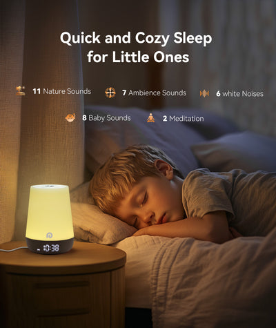 Dreamegg Sound Machine Baby - White Noise Sound Machine Baby With Night Light, Ok to Wake Alarm Clock, 34 Soothing Sounds, Sleep Trainer, Routine Builder, App Control for Kids Nursery Sleeping Bedroom