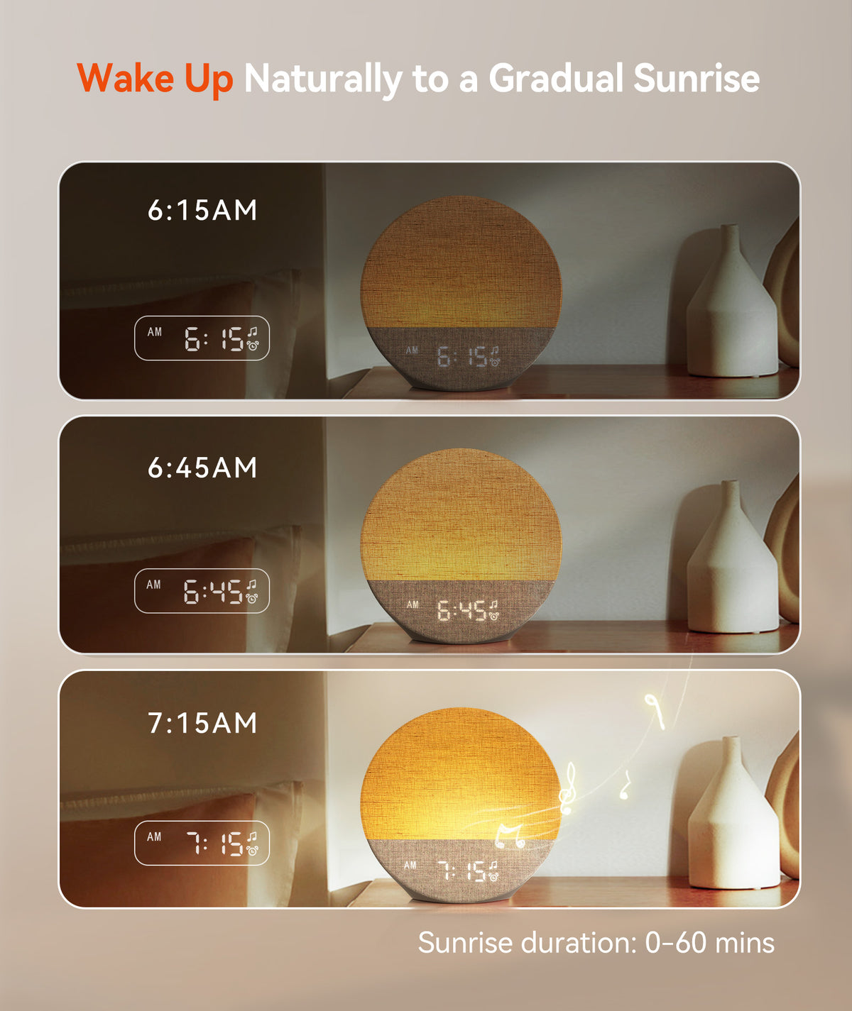 Dreamegg Sunrise Alarm Clock, Natural Wake up Light, White Noise Machine