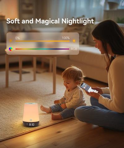 Dreamegg Sound Machine Baby - White Noise Sound Machine Baby With Night Light, Ok to Wake Alarm Clock, 34 Soothing Sounds, Sleep Trainer, Routine Builder, App Control for Kids Nursery Sleeping Bedroom
