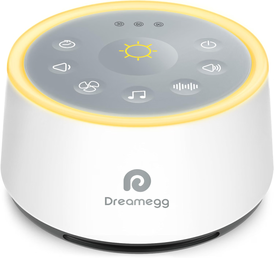 Dreamegg White Noise Machine, Sound Machine Baby, Night Light, White 24 Soothing Sounds, 3 Auto-off Timer, Soothing Night Light, Headphone jack, White Noise Machine for Baby, Adult, Gift, D1